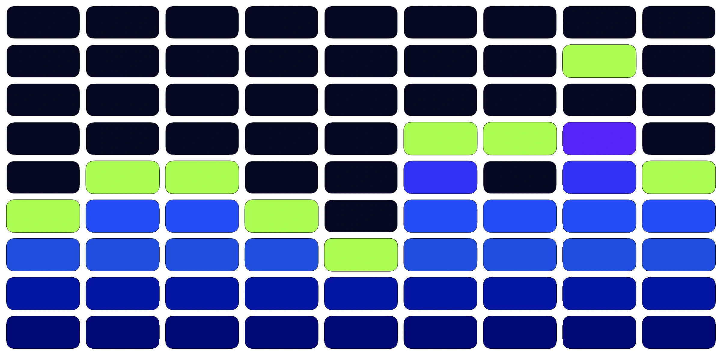 CHONK-O-VIZ oversized blue and lime spectrum blocks responding to live audio