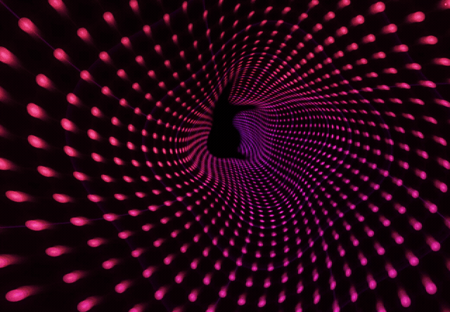 Dairy Freefall Light Tunnel music visualizer, a two-second animation recorded on iPad
