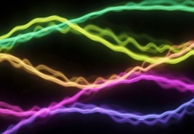 Dairy Freefall Neon Ropes music visualizer, a two-second animation recorded on iPad